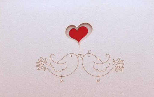 [GIR-82CDDESCH22] CARTES DOUBLES DESSINS OISEAU COEUR