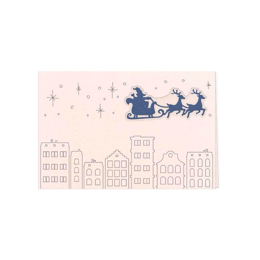 [GIR-82CDDESN10] CARTES DOUBLES DESSINS NOEL PERE NOEL VILLE