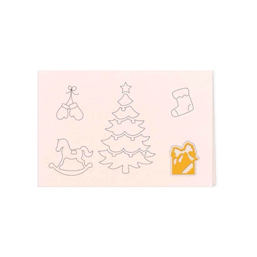 [GIR-82CDDESN12] CARTES DOUBLES DESSINS NOEL SAPIN CADEAU