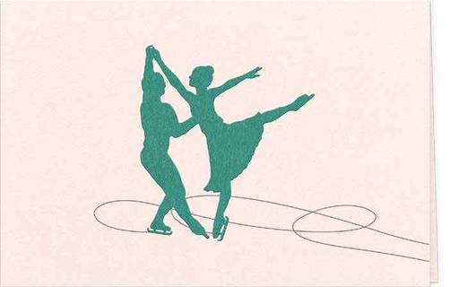 [GIR-82CDDESN9] CARTES DOUBLES DESSINS NOEL PATINEURS