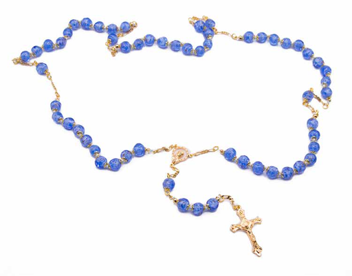 [GIR-82CHAPM7] CHAPELET MURANO CORAIL BLEU