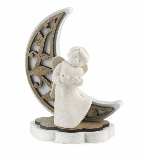 [GIR-82DCA 3] ANGE ET LUNE EN RESINE 13 CM
