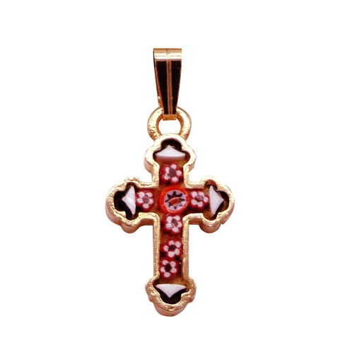 [GIR-82MOC 12] MOSAIQUE BIZANTINE PENDENTIF CROIX TRINITE 2*1 CM AVEC BOITE