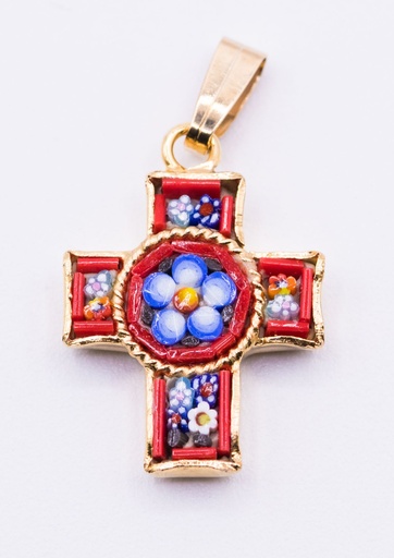 [GIR-82MOC6] MOSAIQUE BIZANTINE PENDENTIF CROIX ROUGE 2*1,5 CM