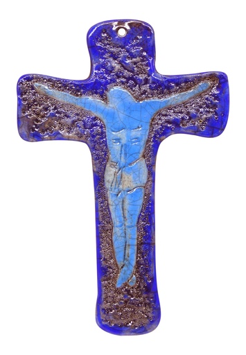 [GIR-82RAC 5] CROIX CERAMIQUE BLEU 16*11 CM