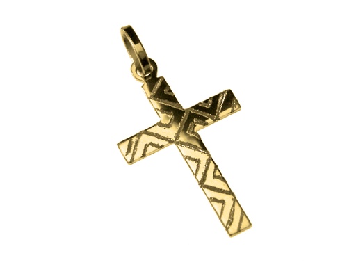 [HKP-10132] Kruisje bewerkt - Ag 925‰ 3μm verguld  (18x26mm)