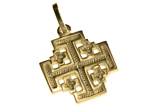 [HKP-10JER] Anhänger 'Jerusalem Kreuz - Silver 925% 3æm vergoldet