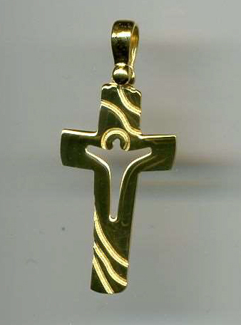 [HKP-53CR05] Kruisje christus uitgesneden - zilver 925% verguld - 14x25mm