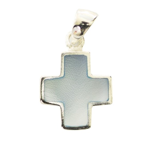 [HKZ-21NA01BL] Cross perle blu - Silver 925 rhodium (10x10mm)