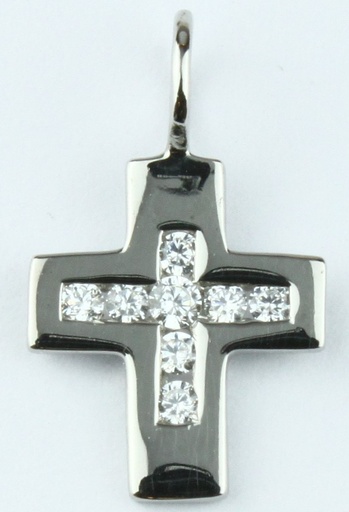 [HKZ-52CR718] Kreuz - s. Zirk - 925 Rhodiert (9x10mm)