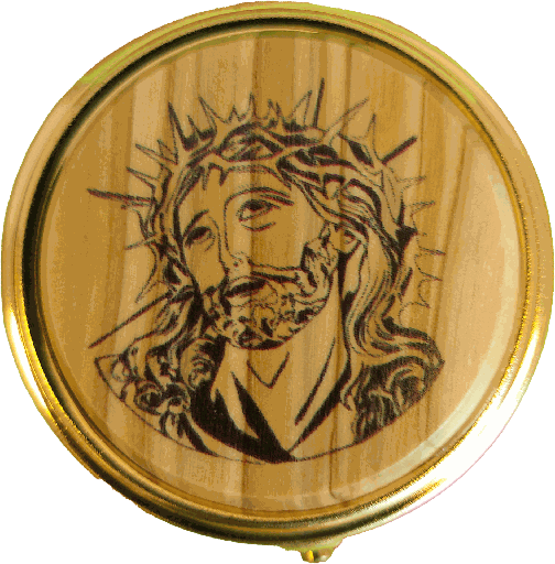 [HSD-55OLEH01] Pixide doré - Ecce Homo/bois d'olivier - D 40mm