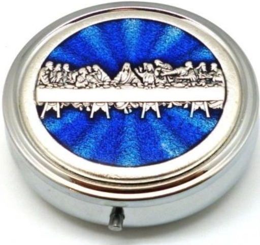 [HSD-75DC01BL] Hostiedoosje 'Laastes Avond/blauw - D 40mm