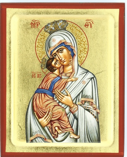 [IKO-120SFVE] Icône sériegraphie/bord - Vierge/enfant (100x125mm)