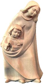 [KGR-07S01HDB09N] Bergère debout avec enfant/Groupe Sonia - H 9cm - bois sculpté/nature