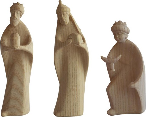 [KGR-07A01ROI12N] Les Rois mages/Groupe Aida - H 12cm - bois sculpté/nature