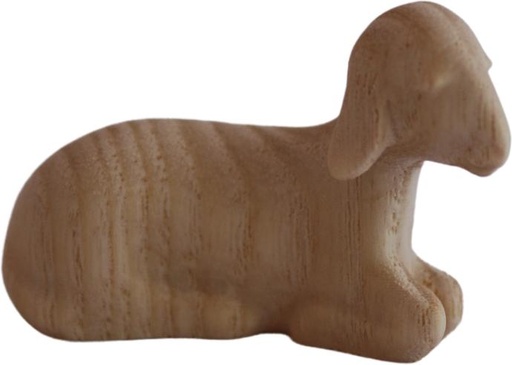 [KGR-07A01MTB12N] Schaap liggend/Aida groep - houtsnij/natuur - 12cm