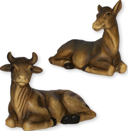 [KGR-47EZOST015] Set os en ezel - polystone (voor fig. van H 10-11cm)