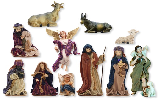[KGR-47K113] Oosterse Kerststalfiguren, Aankleedfiguren - Groep 13cm 