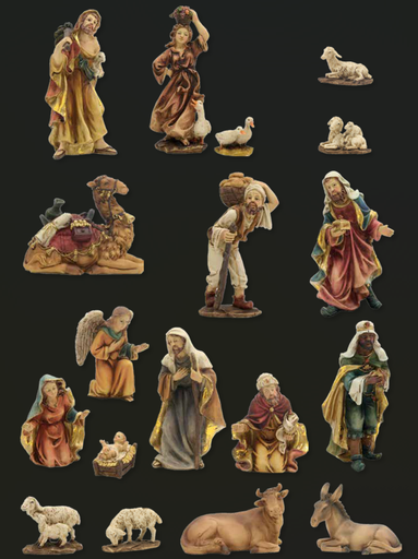 [KGR-47K140] Kerststal Figuren 18-delig - polysotne - H 11cm 