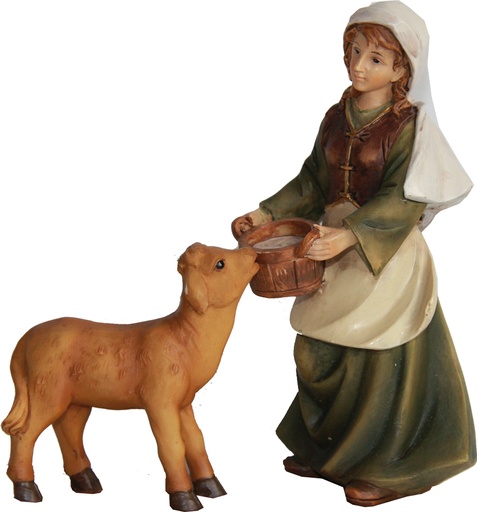 [KGR-47K182-43] Femme De Fermier Avec Veau - Groupe 9cm 