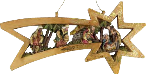 [KGR-47K258] Holy Family In Star, With Pendant - H 23,5 cm