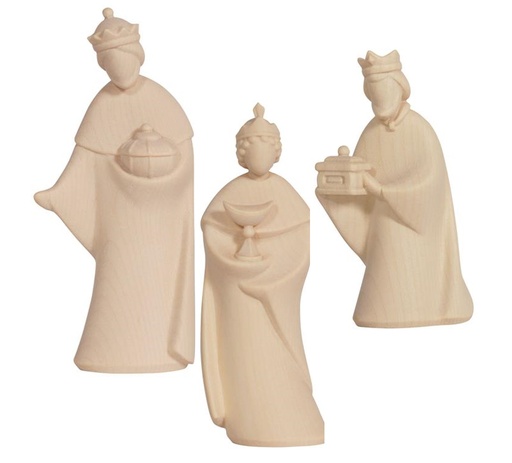 [KGR-57KONLE10N] 3 Rois mages 'LE-collection' - bois sculpté/natur - H 10cm