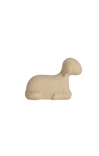 [KGR-57L01MTA10N] Liggend schaap/strak 'LE-collectie'- houtsnijwerk/natuur - H 10cm