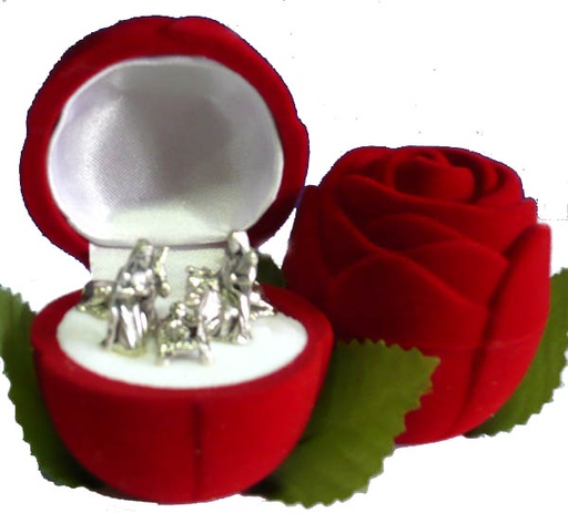 [KGR-59RSE153] Etui roosje met mini-kerstgroep