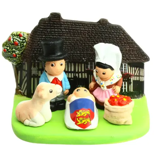 [KGR-85CAL] Crèche du monde - "France/Calvados" - 7x9cm