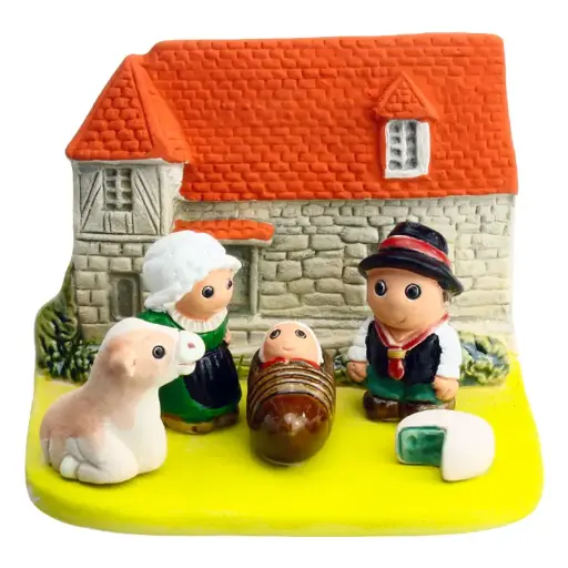 [KGR-85FRA] Crèche du monde 'France/Auvergne' - 7x9cm