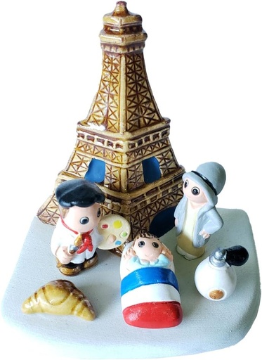 [KGR-85PAR2] Kerstgroep "Frankrijk/Parijs" - 7x9cm