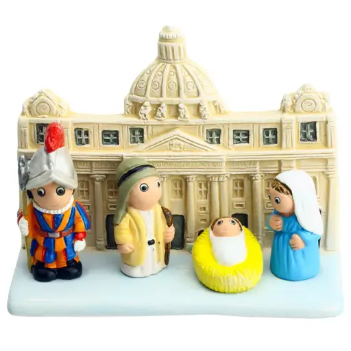 [KGR-85VAT] Kerstgroep "Vaticaanstad" - 7x9cm