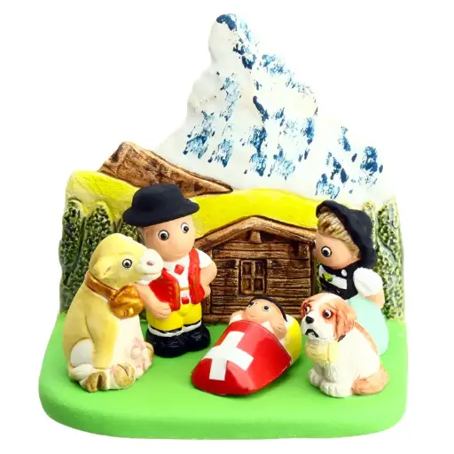 [KGR-85ZWI] Kerstgroep "Zwitserland" - 7x9cm