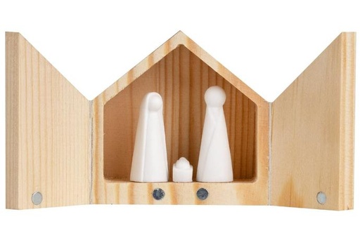 [KGR-95M056] Ste Famille/porcelaine en boîte/bois - 5,5x5,5x3,5cm