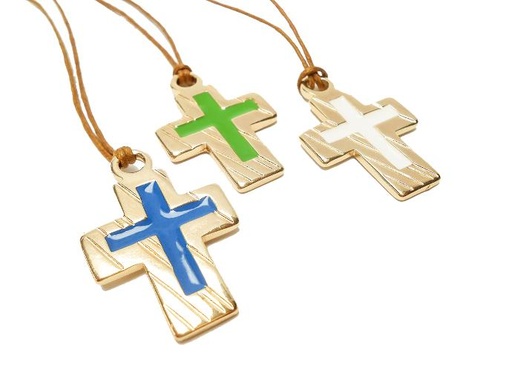 [KOK-89PZ47GR] Kruis/koord - verguld/emaille groen - 37x23mm