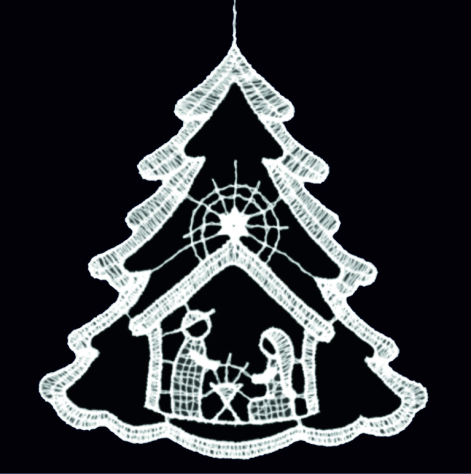 [KST-02M12] Kersthanger kant - Boom/kerstgroep - 9cm