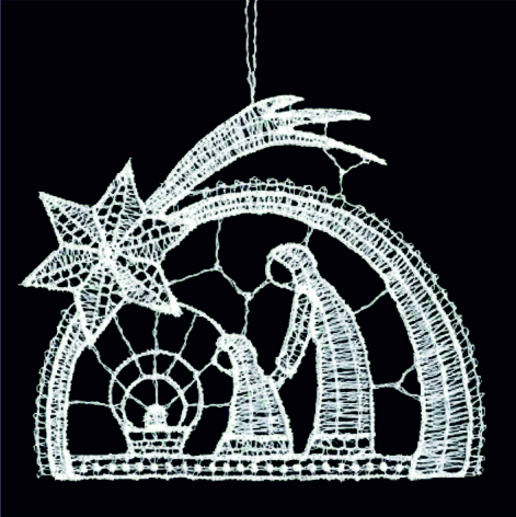 [KST-02M15] Kersthanger kant - Kerstgroep - 9cm