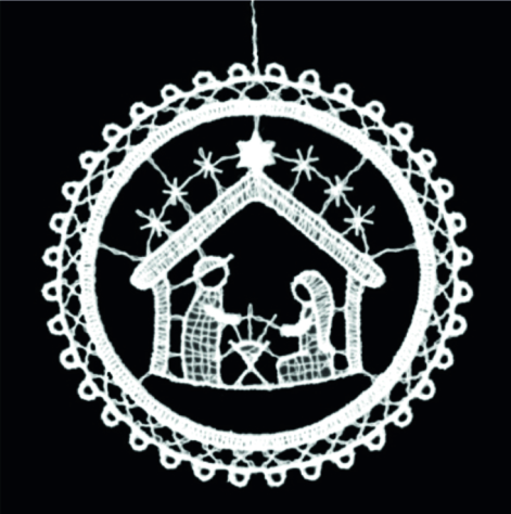 [KST-02M16] Kersthanger kant - Kerstgroep/bal - 9cm
