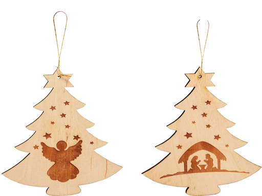 [KST-77DN5702CD] Set van 2 kersthangers 6x5,5cm/hout