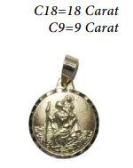 [MDO-48KRI12C9] Médaille St Christophe - Or 9Ct 375 - 12mm/1,0gr