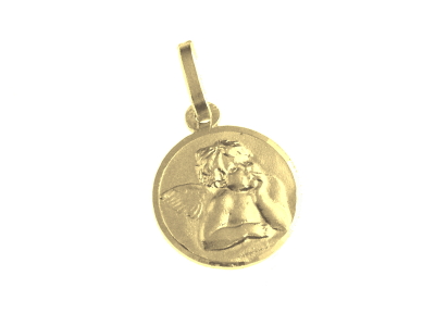 [MDP-10EGB010] Schutzengel-Medaille - 925% Silber 3μm vergoldet (Ø12mm)