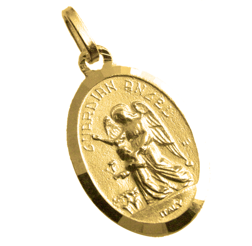 [MDP-10EGB020] Schutzengel Medaille - 925% versilbert 3μm - Oval (16x22mm)