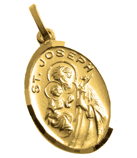 [MDP-10JOS020] St. Joseph Medaille - 925% versilbert 3μm - Oval (16x22mm)