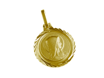 [MDP-10LOU008] Medaille Unserer Lieben Frau von Lourdes - Silber 925‰ vergoldet 3μm (Ø14mm)