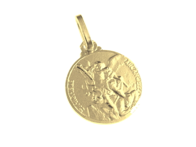 [MDP-10MIC010] Médaille St Michel - Argent 925% 3µm Plaqué Or (Ø14mm)