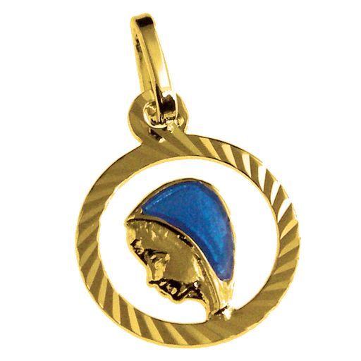 [MDP-10OLV010] Medaille OLVrouw/uitgesneden - zilver 925‰ verguld 3µm (Ø12mm)