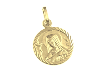 [MDP-10RIT010] St. Rita Medal - 925% Silver 3μm Gold Plated (Ø14mm)