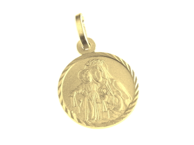 [MDP-10SCA010] Médaille Scapulaire - Argent 925% 3µm Plaqué Or (Ø14mm)