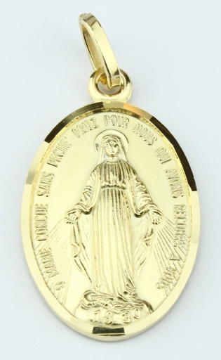 [MDP-10WON020] Médaille Miraculeuse - Argent 925% plaqué or 3µm - ovale (16x22mm)