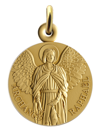 [MDP-46RAP16] Saint Raphael Medal - Gold Plated brass 3μm (Ø16mm)